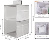 Kast organizer hangend, kastorganizer, kledingkast, 2 vakken, kledingkast, organizer, hangend, met 6 netzijvakken, opvouwbaar, ruimtebesparend opbergsysteem voor kamer, grijs