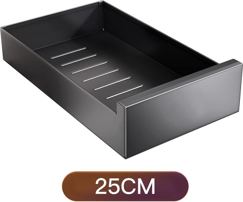 Telescopische lade, uittrekbare lade-opbergrekken voor keukenkasten, uittrekbare lade (25 cm B x 43 cm D x 9 cm H), boren en spijkeren niet nodig