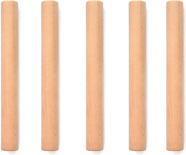 5 stuks houten deegroller, beukenhout, voor pizza, pasta, brood (bruin)