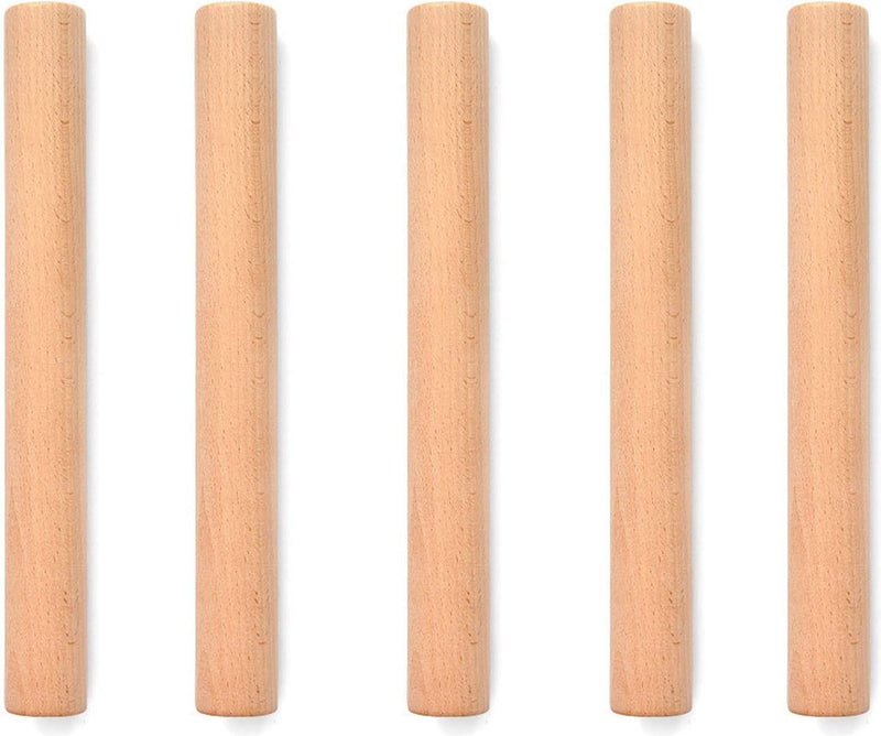 5 stuks houten deegroller, beukenhout, voor pizza, pasta, brood (bruin)