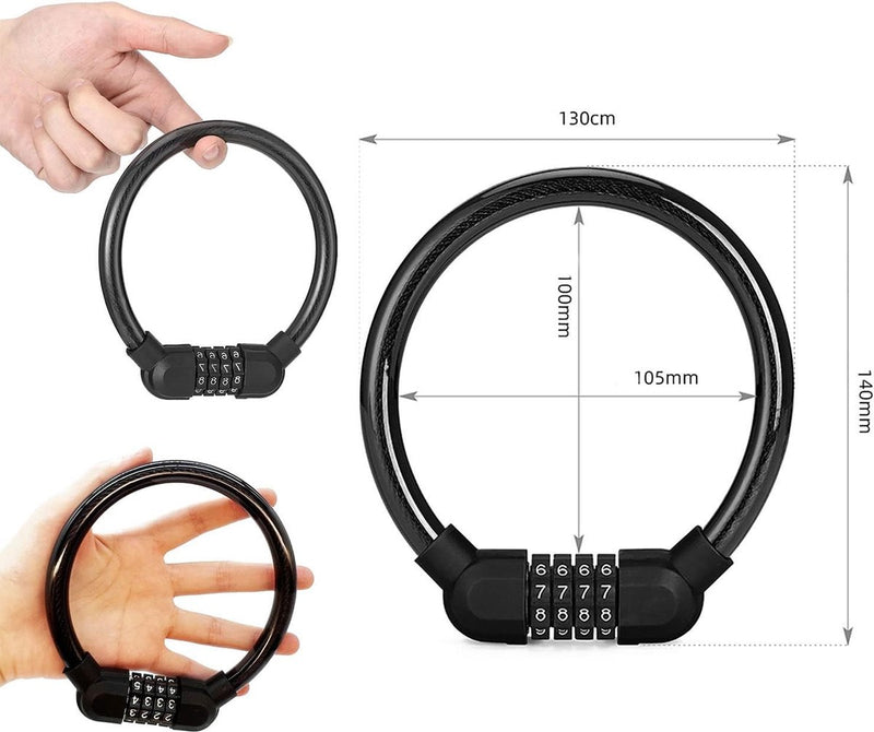 2 fietsslot, cijferslot, cijfercode-combinatieslot, mini draagbaar, kan vrij worden gecombineerd voor fiets, motorfiets, poort, hek (zwart)