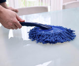 Gewaxte mini plumeau blauw