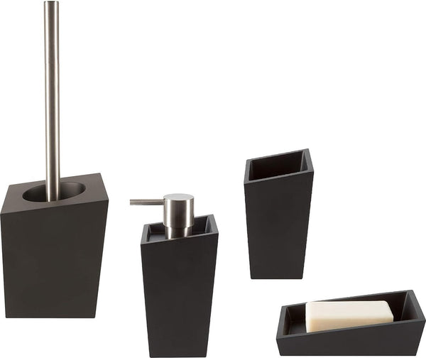 zeepdispenser Yoshi | met RVS pomp | Dispenser voor vloeibare zeep | Polyhars | 350 ml | Duurzaam en robuust | Zwart