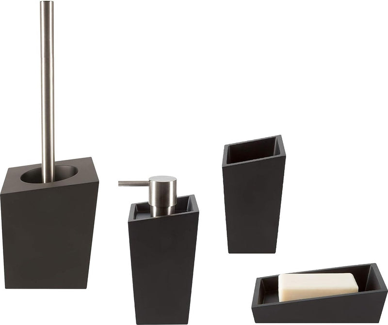 zeepdispenser Yoshi | met RVS pomp | Dispenser voor vloeibare zeep | Polyhars | 350 ml | Duurzaam en robuust | Zwart