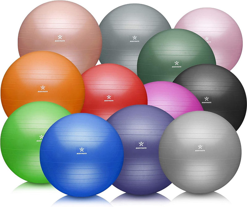Gymnastiekbal, zitbal, trainingsbal met gratis e-book incl. luchtpomp, bal voor fitness, yoga, gymnastiek, core training, voor sterke rug als bureaustoel