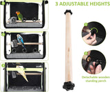 Rugzak voor vogels met houten stok, lichtgewicht vogeltransporttas, waterdichte papegaaienreisrugzak met roestvrijstalen bakje en staande staaf, vogeltransportdoos, 34 x 28 x 43 cm