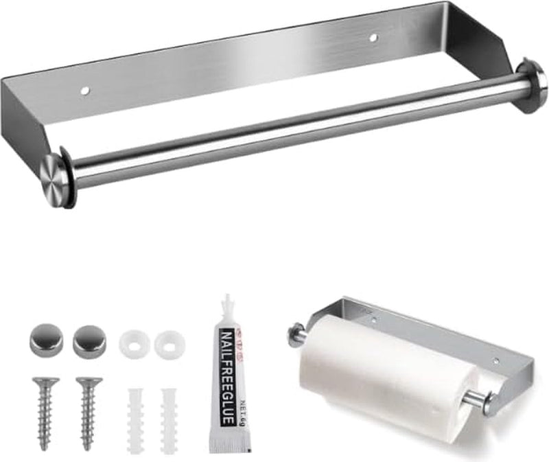 Keukenrolhouder Geen boren Keukenpapierhouder Wandgemonteerde keukenrolhouder Roestvrijstalen keukenhanddoekhouder Keukenpapierhouder voor keukenkast Badkamer