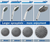 Vitalio Get - handdouche (waterbesparend, 1 straalsoort, met wanddouchehouder, antikalksysteem), chroom,