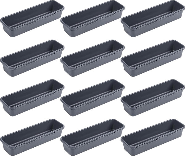 12 stuks lade-organizer, kantooropbergsysteem, opbergdoos, ladeorganizer keuken, verstelbaar, antislip organizer voor bureau, badkamer, kantoor, benodigdheden