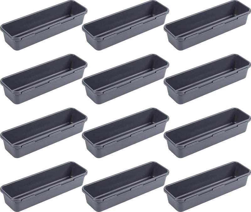 12 stuks lade-organizer, kantooropbergsysteem, opbergdoos, ladeorganizer keuken, verstelbaar, antislip organizer voor bureau, badkamer, kantoor, benodigdheden