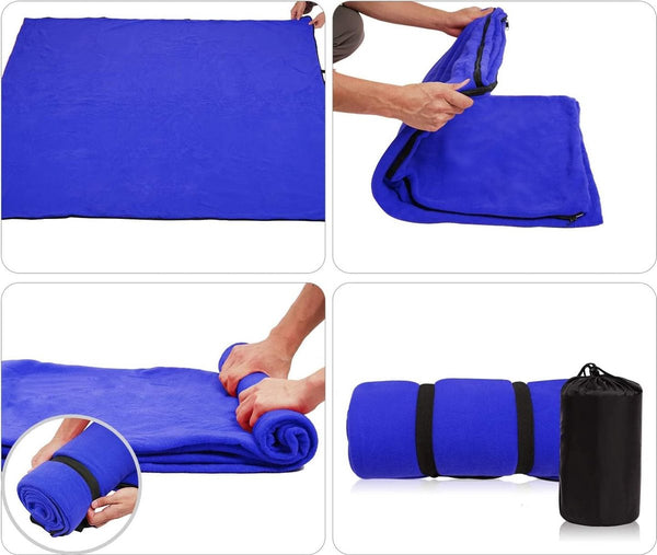 Zachte fleece slaapzak voor volwassenen, slaapzak, deken voor kamperen, reizen, wandelen, rugzakreizen, hotels, koud weer