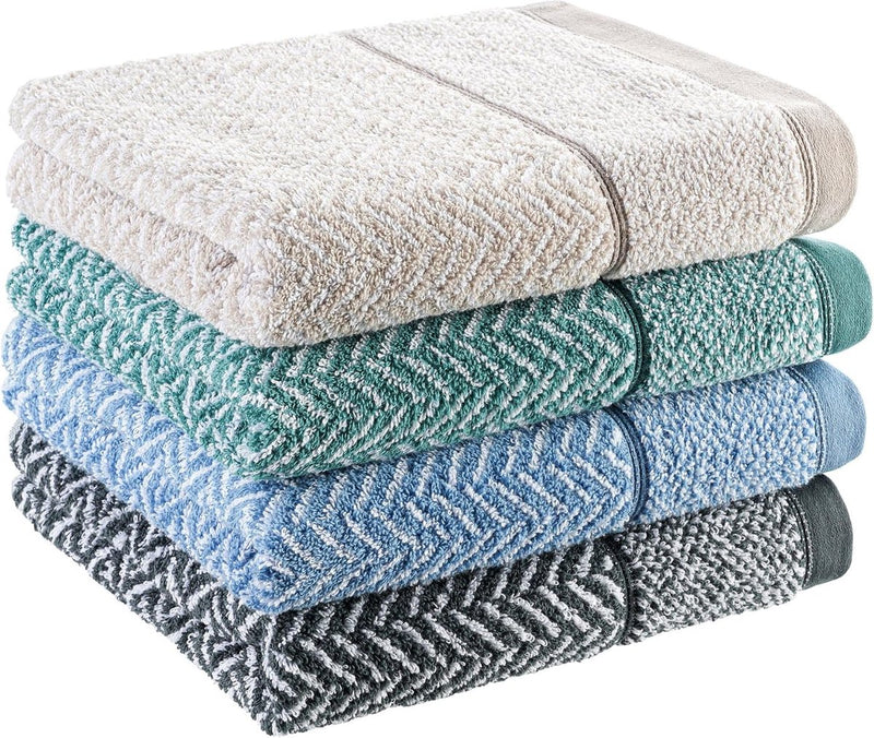 Handdoekenset, 100% katoen, patroon (zandgrijs/wit, 3 handdoeken 50 x 100 cm)