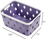 Set van 5 plastic opbergmanden, kleine plankmand voor organiseren, 27 cm x 18 cm x 15 cm organizermand met handvatten voor slaapkamer, kantoor, klaslokaal, school