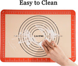 Bakmat siliconen met meting, 3-delige set, anti-aanbaklaag, siliconenmat bakken voor macaron, cake, brood, pizzamat, deegmat, uitrolmat (rood)