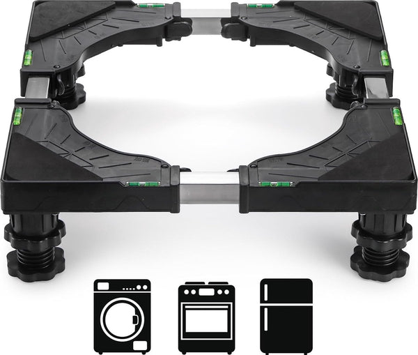 Mini-koelkaststandaard met 4 sterke voeten, universele wasmachine- en drogerbasis Verstelbare koelkaststandaard, multifunctionele wasmachinebasis voor kleine apparaten, zwart