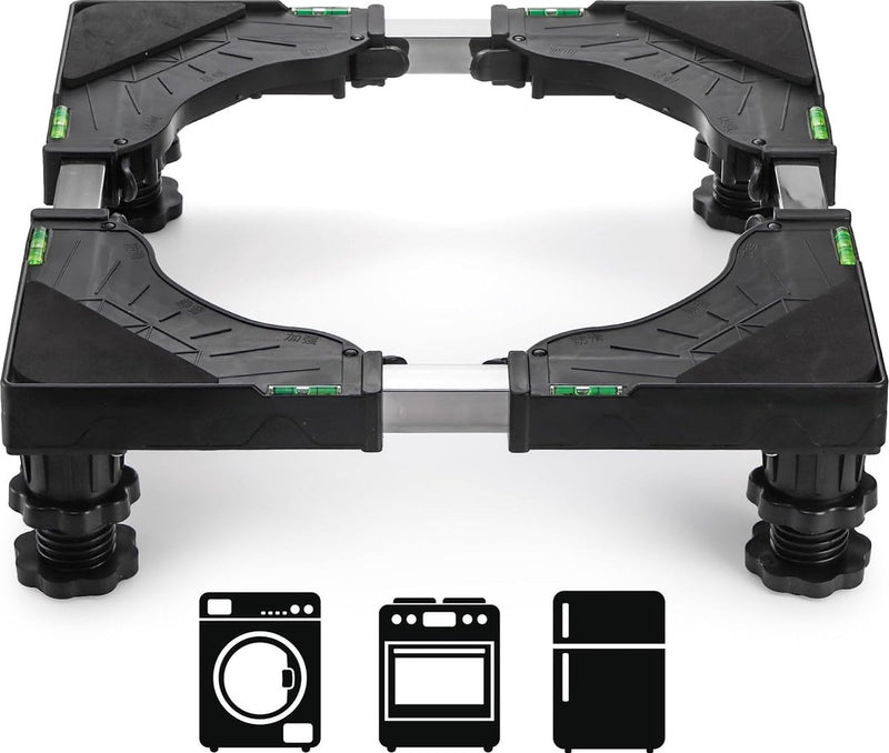 Mini-koelkaststandaard met 4 sterke voeten, universele wasmachine- en drogerbasis Verstelbare koelkaststandaard, multifunctionele wasmachinebasis voor kleine apparaten, zwart
