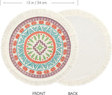 Placemats, set van 4, rond, geweven placemats, onderzetters, hittebestendige placemats, antislip, onderzetters voor keuken, eetkamer, bruiloft, boerderij, tafeldecoratie, veelkleurig