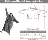 Knuffeldeken met mouwen, deken met mouwen en capuchon, oversized, enorme hoodiedeken met 2 voorzakken, zacht, warm, flanel, draagbaar, full-body deken, volwassenen, uniseks, donkergrijs