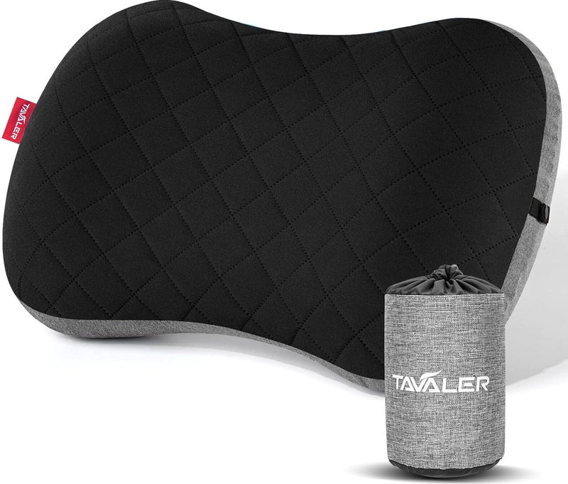 Campingkussen, opblaasbaar, ultralicht, outdoor, campingkussen, opblaasbaar met afneembare kussensloop, ergonomisch reiskussen, opblaasbaar (zwart)