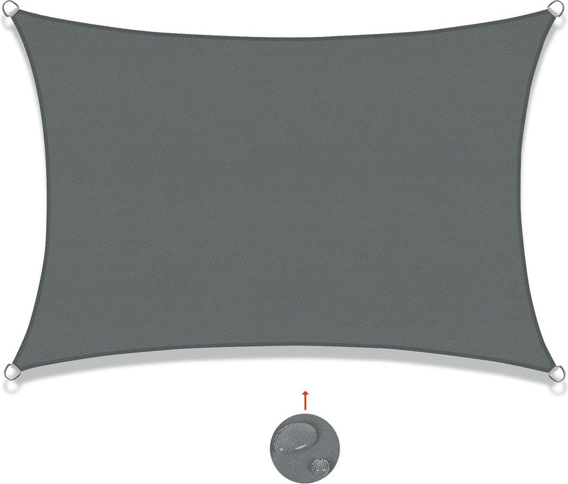 Zonnezeil, rechthoekig, 3 x 4 m, waterdicht, zonwering, weerbestendig, zeil, baldakijn, uv-bescherming, voor balkon, terras en tuin, grijs antraciet
