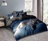 3D-dekbedovertrekset met kattenmotief, 135 x 200 cm + kussensloop 80 x 80 cm, omkeerbaar beddengoed, 2-delig, met ritssluiting