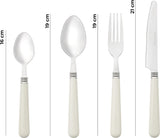 Bestekset voor 6 personen, 24-delige bestekset van roestvrij staal, bestek met kunststof handvat inclusief mes, vork, lepel voor thee of dessert, vaatwasmachinebestendig (wit)