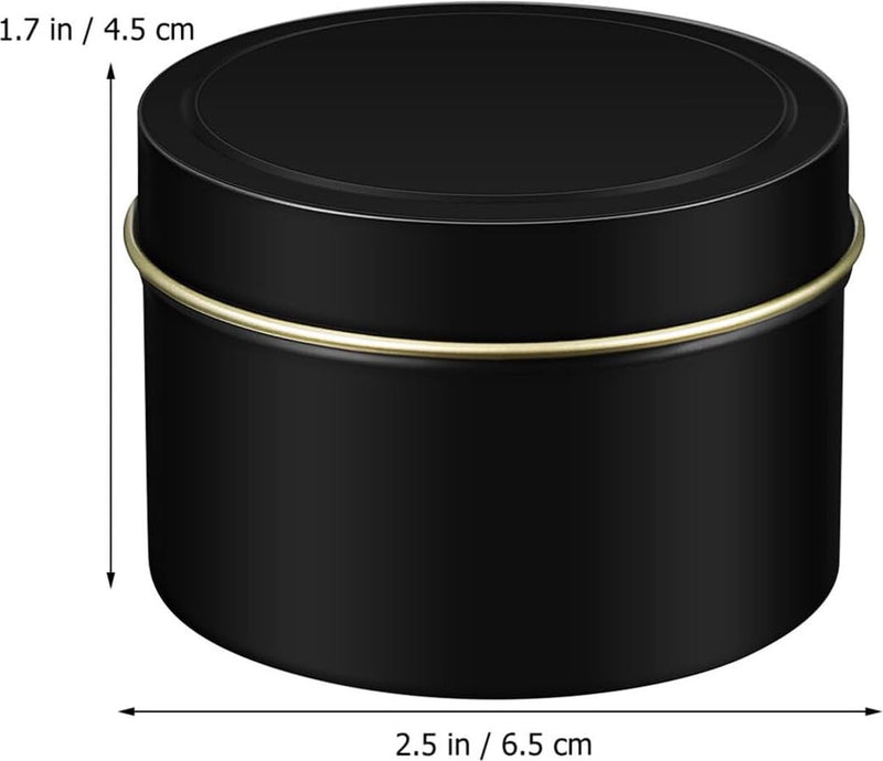 Lege kaarsenhouders, 24 stuks, zwart, kleine ronde metalen blikjes met deksel, blikjes, kerstdozen, geschenkdozen, metaal, theeblikjes, koekjesdoos, kaarsenmaken, blikjes