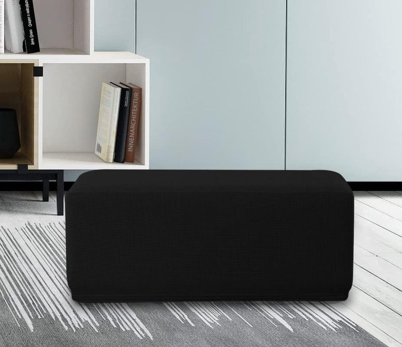 krukhoes, jacquard hoes, bekleding voor poef, voetenbank (zwart)