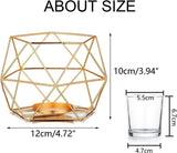 Theelichthouder kaarsenhouder metaal goud - set van 2 geometrische theelichtjes kaarsenstandaard stompkaars windlicht modern geo decoratie voor tafeldecoratie feest bruiloft woonkamer