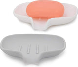 Siliconen zeepbakje met afvoer Zeepbakjes Zonder boren Zeepbakje voor badkamer Douche voor douche / badkamer / keuken Handwas Zeepbakje voor het drooghouden van zeep 2 stuks grijs / wit