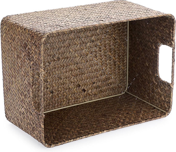 Zeegras opbergmand Open mand Woonkamer Decoratieve mand Geweven rieten stoffen mand Bureaumand Rechthoekig Badkamer Opbergmand Box, Planken & Bureaus