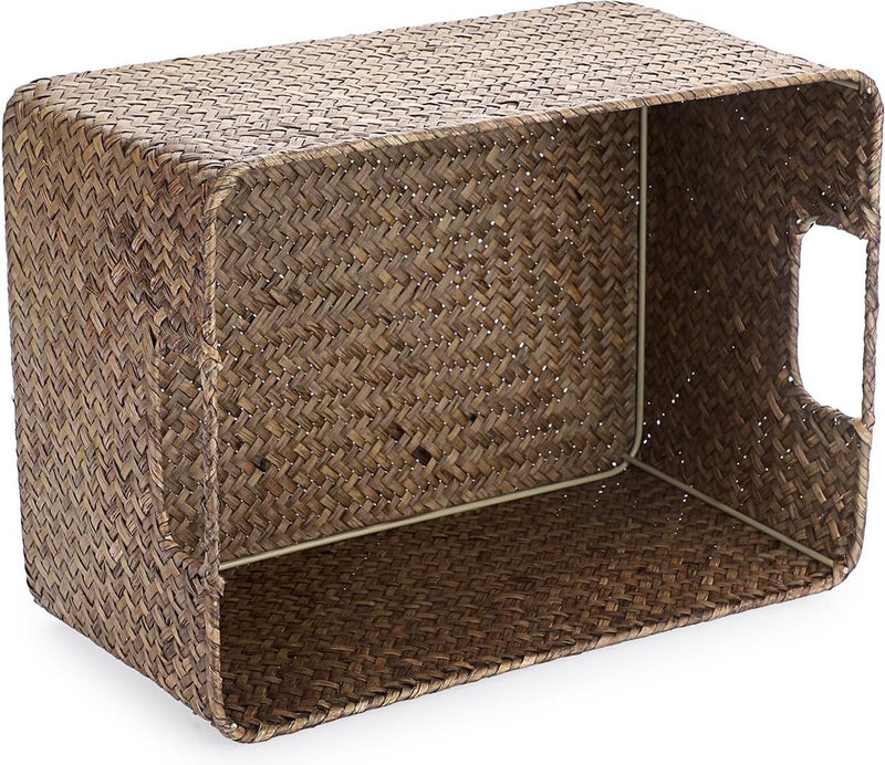 Zeegras opbergmand Open mand Woonkamer Decoratieve mand Geweven rieten stoffen mand Bureaumand Rechthoekig Badkamer Opbergmand Box, Planken & Bureaus