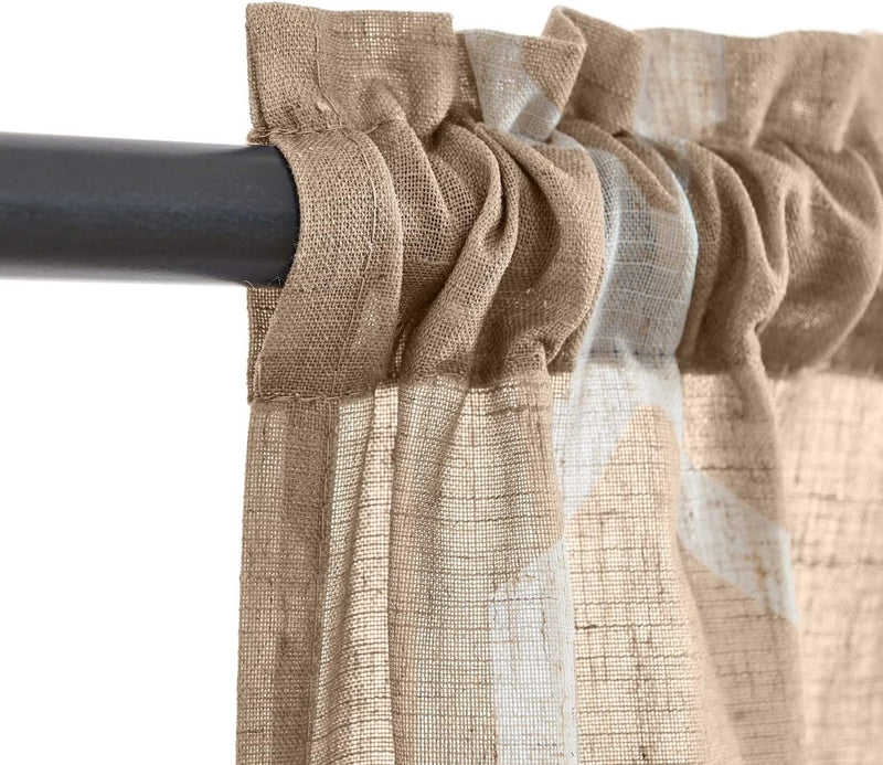 Vitrage Sheer gordijn bistrogordijn linnenlook half transparant gordijn privacy gaas sjaals vitrage raamsjaal voor woonkamer landhuis 2 stuks 65B x 115H (cm) bruin