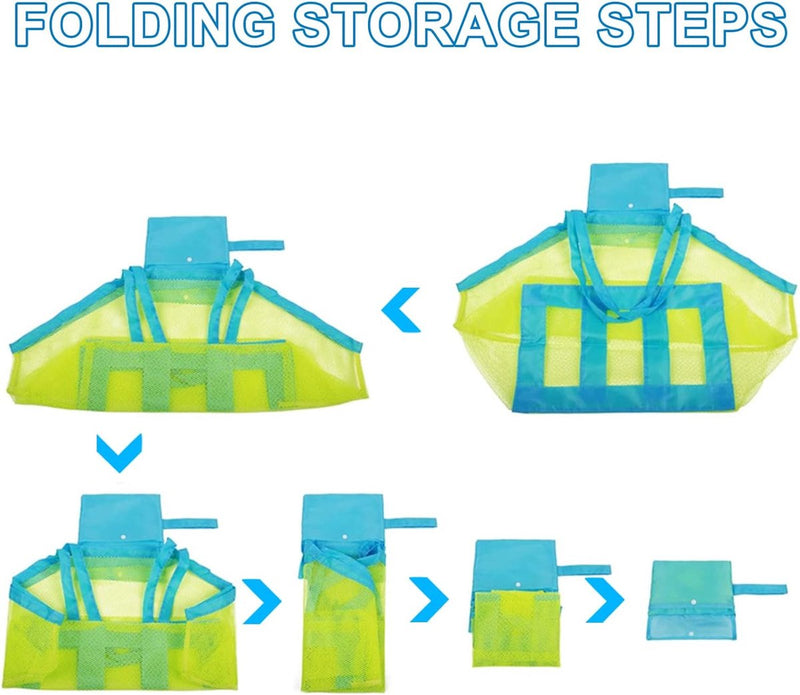 Set van 2 Mesh Bag Zandspeelgoedzak Grote Mesh Strandtas Opvouwbare Herbruikbare Mesh Strandtas Nette Tas voor Strand Waterspeelgoed Familievakantie