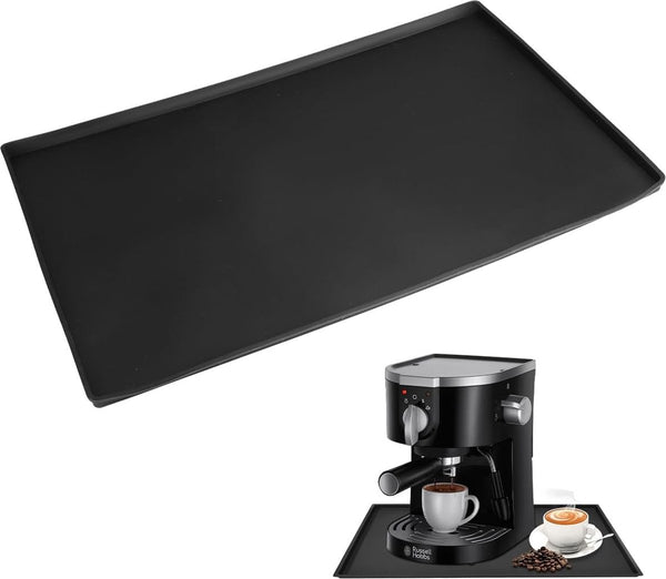 Siliconen mat, koffiezetapparaat, 46 x 28 cm, antislip, waterdichte onderlegger voor koffiezetapparaat, zwart mat koffiezetapparaat voor friteuse, oven, staande mixer, broodrooster, sapcentrifuge