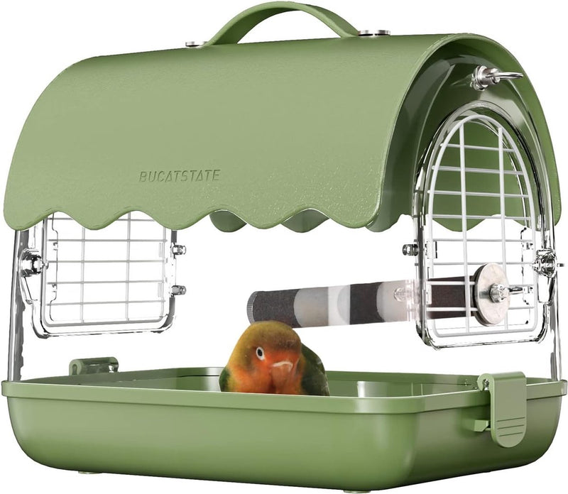 Vogeltransportrugzak met zitstang, reisvogelkooitas, licht met schaduwafdekking, kijkvenster voor papegaaien, kleine valkparkieten en andere vogels van vergelijkbare grootte (groen)