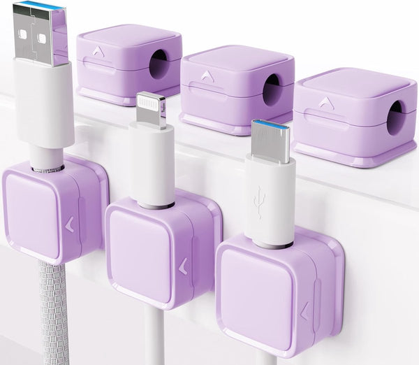 Kabelhouder, kabelclips, kabelbeheer, 6-pack magnetische bureaukabelorganizer, sterk zelfklevende draadopladerhouder voor nachtkastje, keukenapparatuur