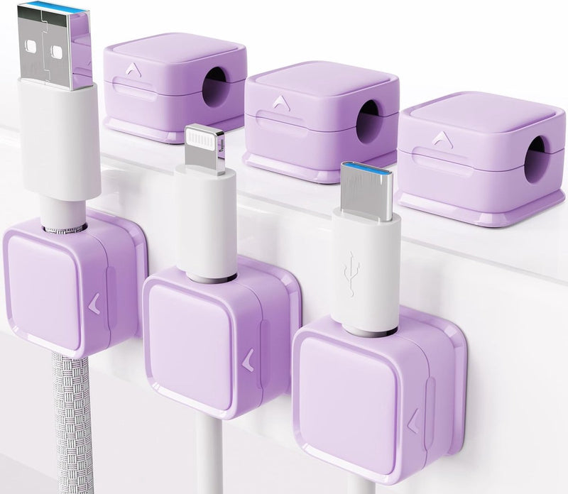 Kabelhouder, kabelclips, kabelbeheer, 6-pack magnetische bureaukabelorganizer, sterk zelfklevende draadopladerhouder voor nachtkastje, keukenapparatuur