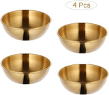 Set van 4 gouden sauskommen, roestvrijstalen minidipkommen, ronde dompelkommen, roestvrijstalen kleine serveerschalen, ronde serveerschalen, roestvrijstalen sauskom, sojasaus, ketchup, kruiden,