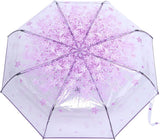Sakura Zakparaplu, transparante paraplu met bloemen, zakparaplu, prinsessenkap, patroon, bloemen, licht, doorzichtig, windbestendig, reisparaplu, diameter 93 cm, lichtpaars