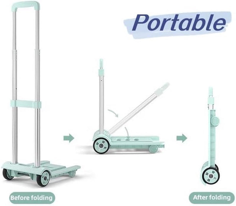 Opvouwbare steekwagen 40kg Heavy Duty multifunctionele draagbare bagagewagen voor bagagereizen Automatisch bewegend kantoor Opvouwbare trolley Groen