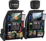 Auto-rugleuningbescherming en organizer, waterdicht en onderhoudsvriendelijk, Oxford-doek, autostoel, organizer, zwart, 2 stuks