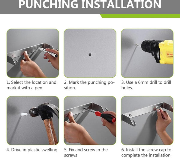 Keukenrolhouder, keukenrolhouder, wandmontage, papierrolhouder, wandrolhouder, RVS keukenrollen voor keukenrolhouder voor keuken, kast, badkamer (zwart 27 cm)