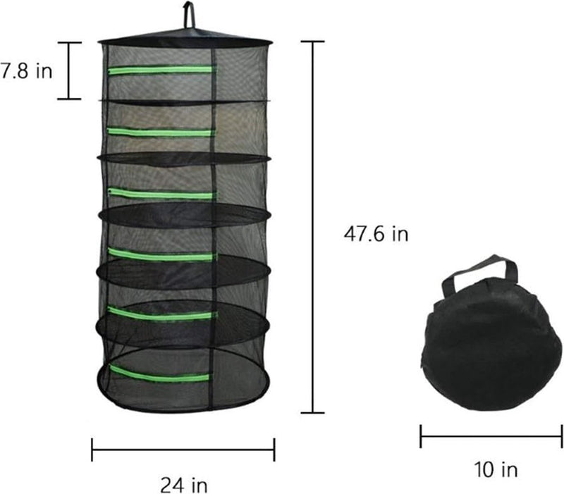 Droognet voor kruiden, 6-laags kruidendroogrek voor planten, met ritssluiting, inklapbaar ophangen, geschikt voor gedroogde bloemen, vis, vlees, kruiden, vruchten om te drogen kleding.