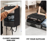 Hangende plankstof met 3 compartimenten, Kofferorganizer Hangend, Opvouwbare Garderobeorganizer Hangend, Draagbare Reisplank, Zwarte Bagageorganizer, Draagbare Hangende Reisorganisator