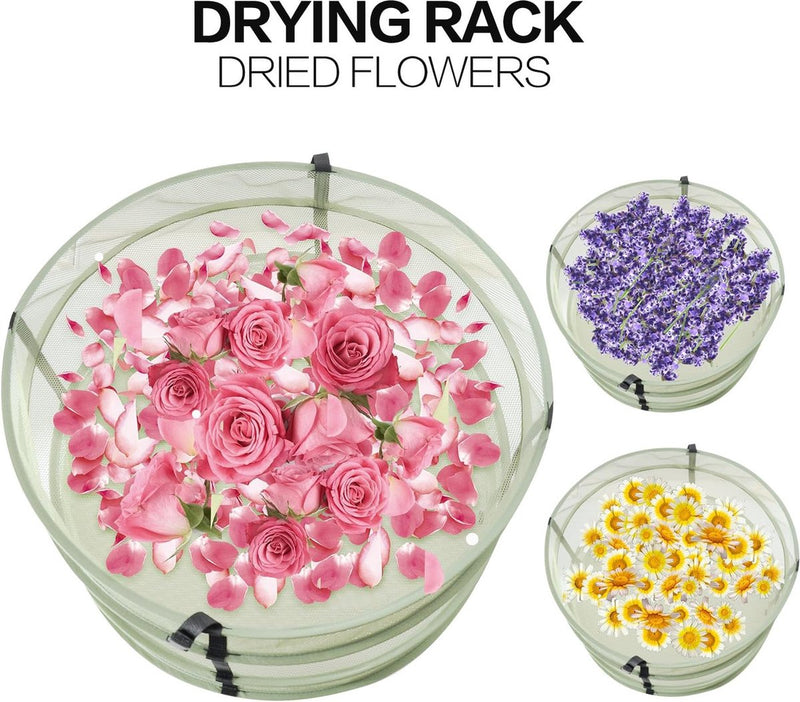 Kruidennet om op te hangen, 4 lagen, groen net, met opvouwbare, zware ringen, inklapbaar, hydrocultuur-plantenknoppen, robuust hangnet