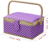 naaikandje voor thuis, voor opslag en organisatie, draagbaar, voor naalden, garen, enz., naaimand met accessoires, M, paars