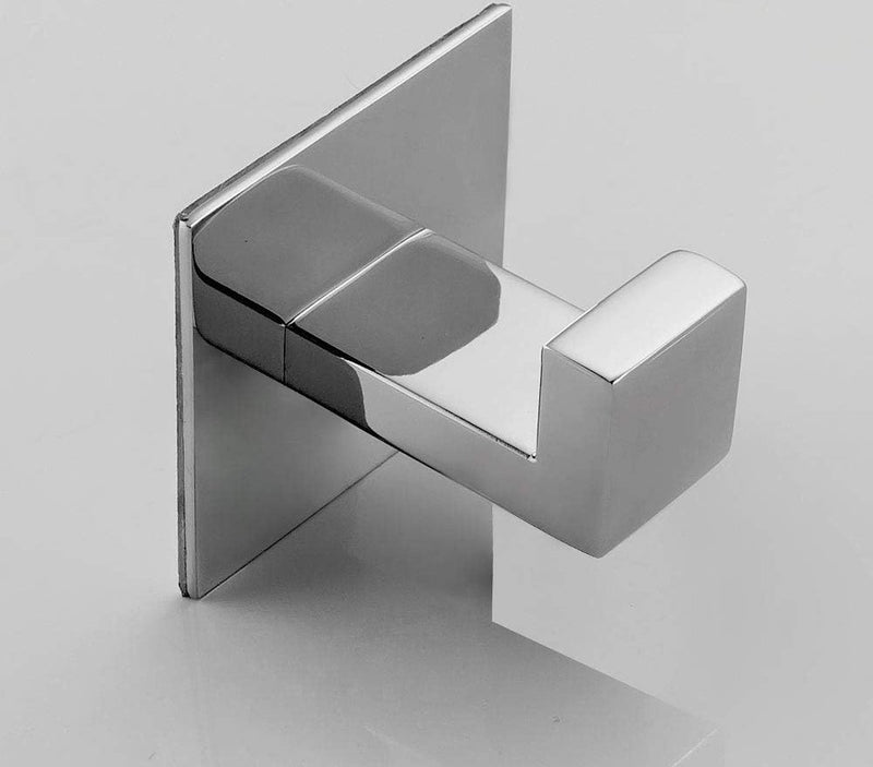 Handdoekhaak SUS 304 roestvrij staal spiegel gepolijst zilver kapstok wandmontage vierkant badkameraccessoires zelfklevend - 2 haken