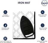 Strijkmat, groot 120 x 70 cm, met 3 mm vulling en siliconen beugel voor stoomstrijken op tafel of bed, hittebestendige tafelstrijkdeken, strijkonderlegger, witte tegels