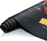 Gaming muismat, 900 x 400 mm, grote bureauonderlegger, precisie en snelheid, rubberen onderkant, antislip, duurzaam, waterafstotend, wereldkaart, zwart-rood